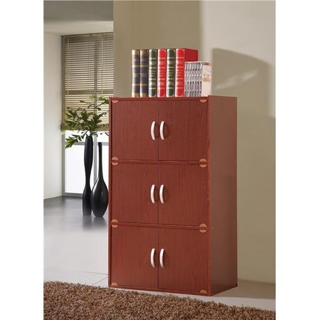 HODEDAH Hodedah Hid33 Mahogany 6 Door Storage Cabinet Hid33 Mahogany